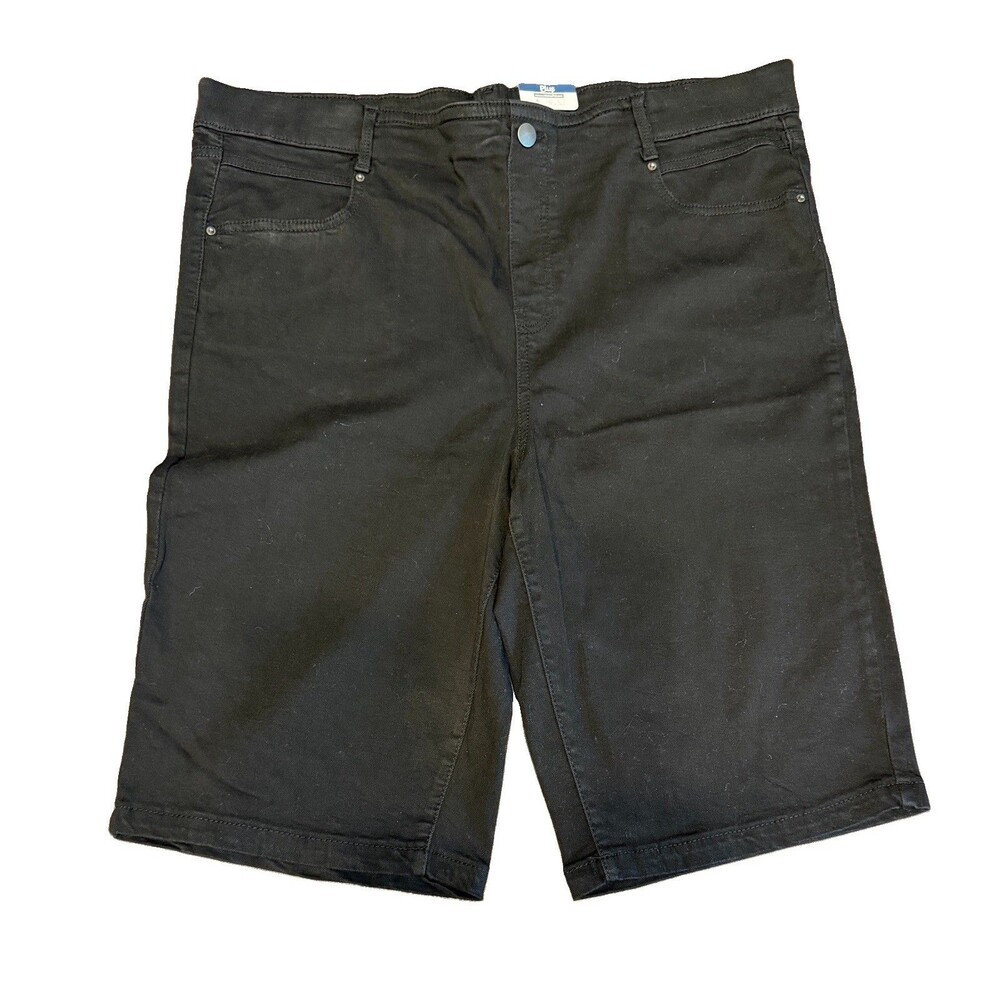 Terra & Sky Shorts Womens 1X (16-18) 11.5” Long Black Denim Shorts Stretch NWT